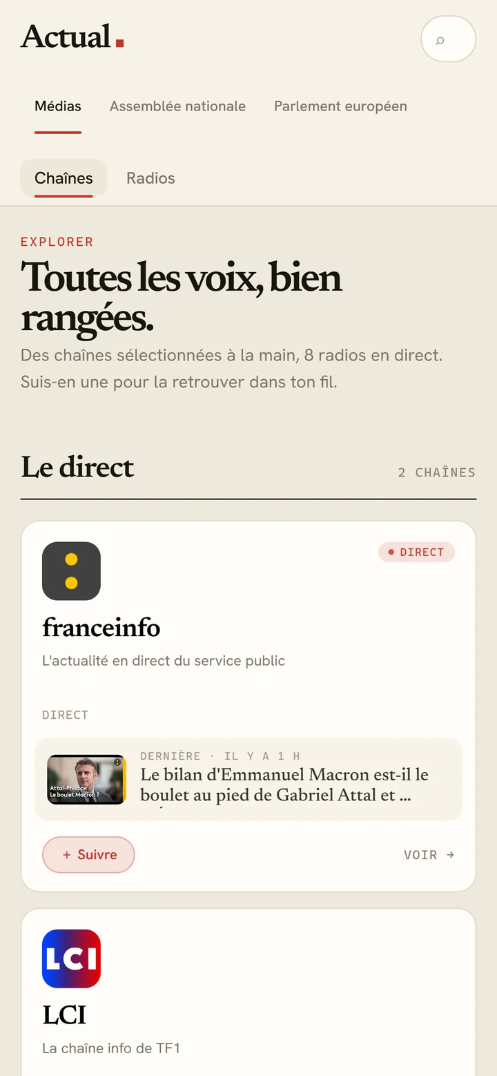Explorer les chaînes
