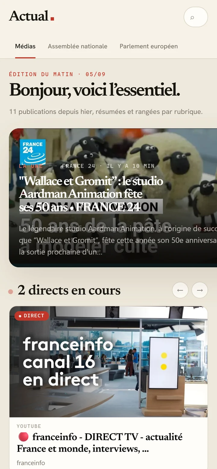 Actual · Édition du matin