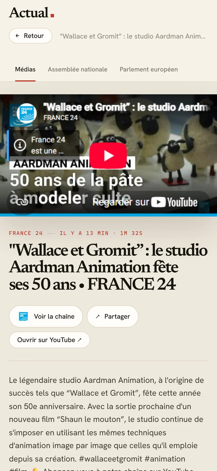 Page vidéo avec résumé