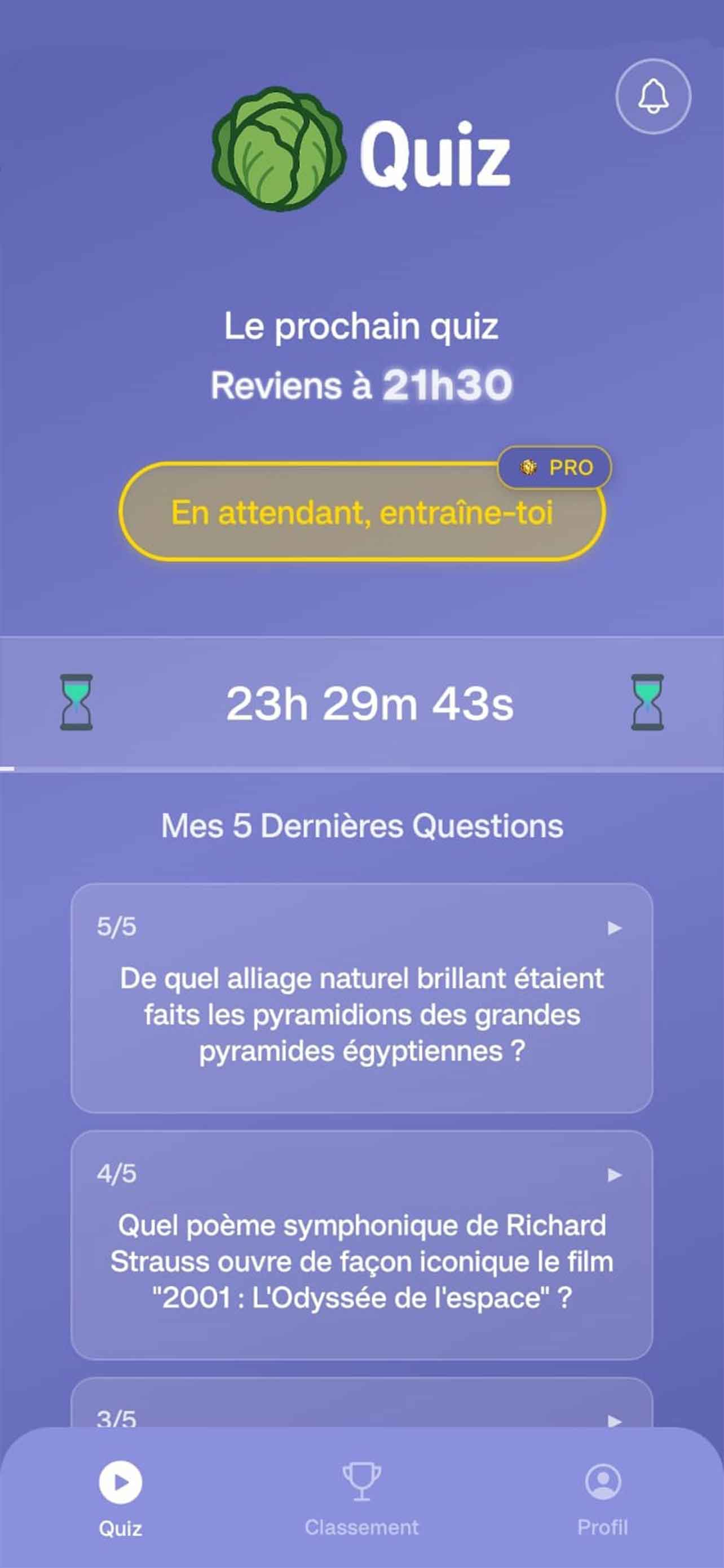Accueil · Quiz du jour