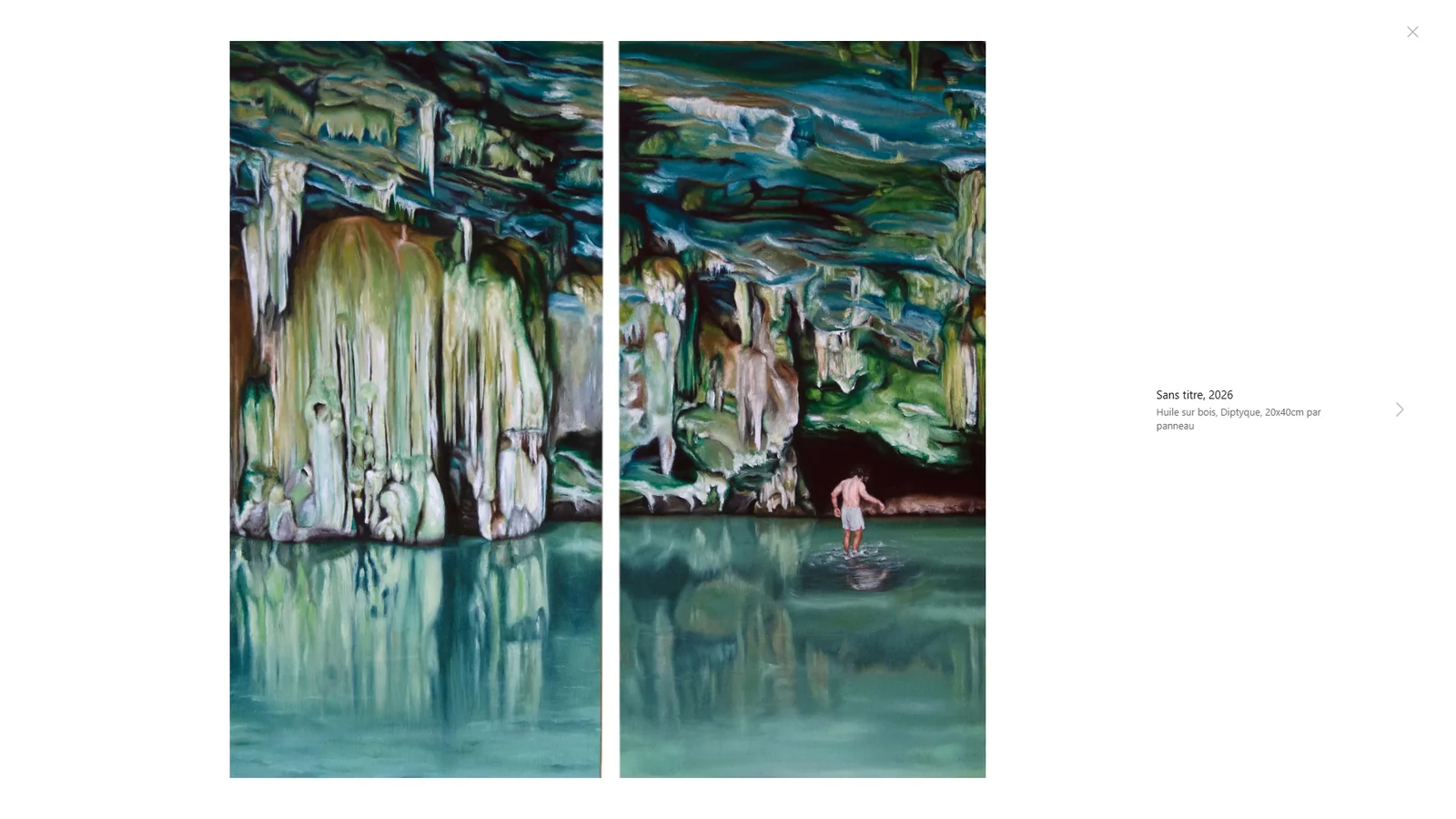 La visionneuse : un diptyque sur fond blanc avec son cartel
